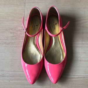 Hot Pink / Coral Patent Mary Jane Style Flats
